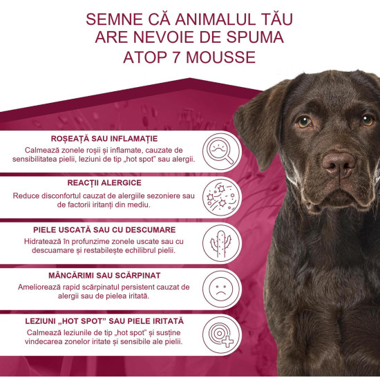 Dermoscent Atop 7 Mousse – Spumă Dermatologică pentru Câini și Pisici – 150 ml